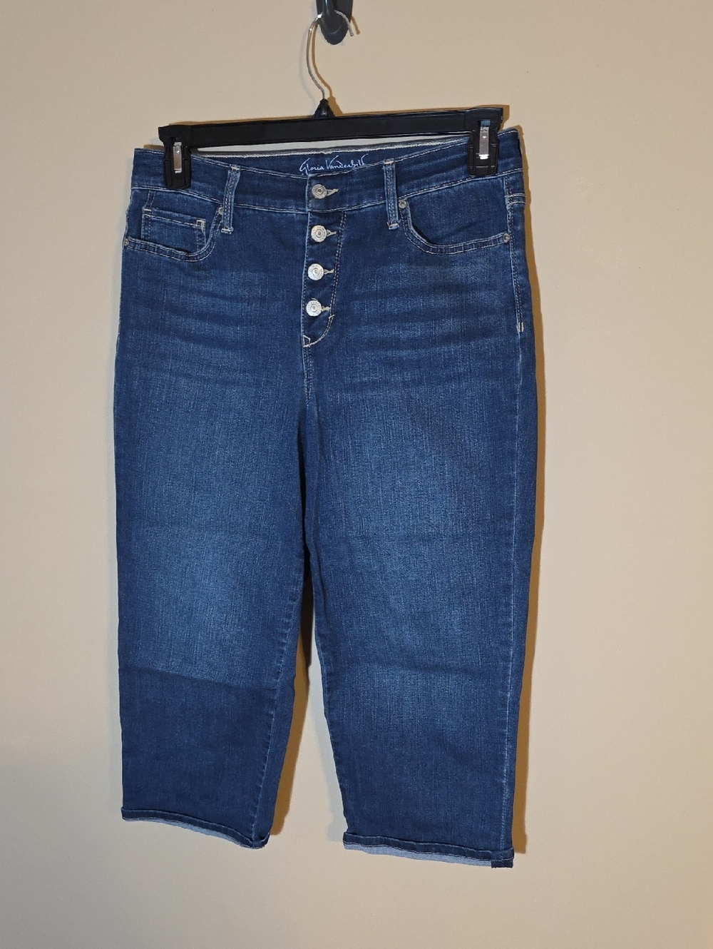 Womens Gloria Vanderbilt All Around Slimming Effect Button Fly Jean Capris Sz 10